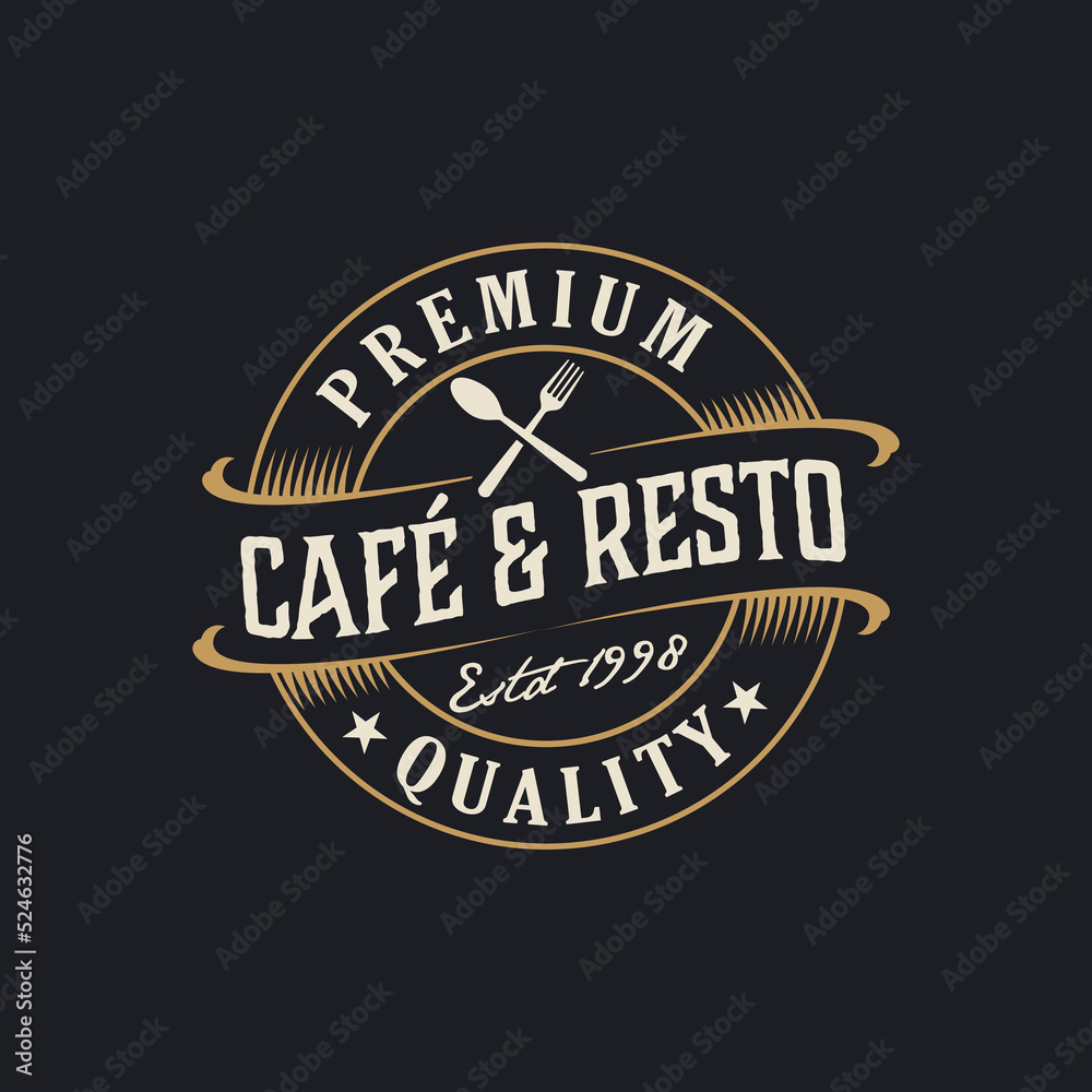 vintage logo cafe and restaurant template illustration
