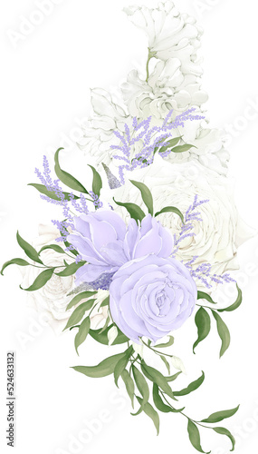 bouquet of white and purple rose flowers