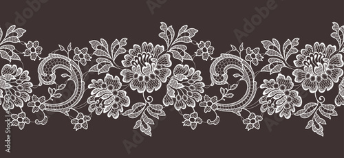 Lace seamless pattern ribbon border vector