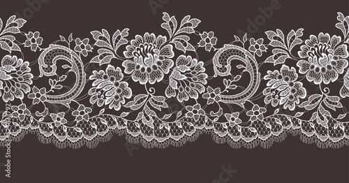 Lace seamless pattern ribbon border vector