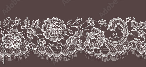 Lace seamless pattern ribbon border vector