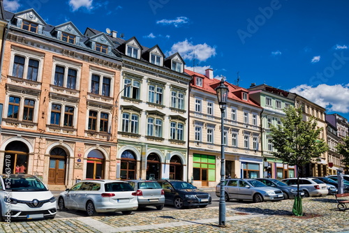 liberec, tschechien - sanierte alte häuser