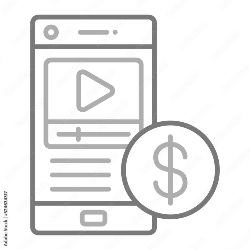 Paid Content Greyscale Line Icon