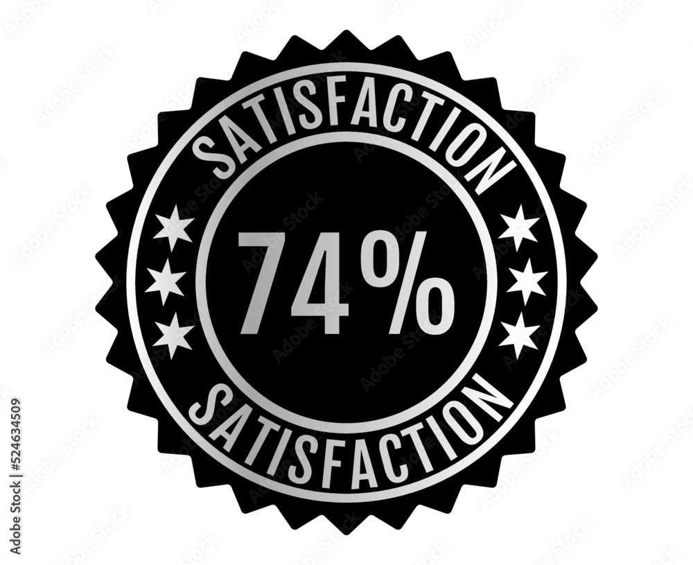 74% Satisfaction Sign Vector transparent background Silver Color