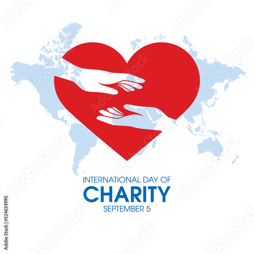 International Day of Charity September 5 vector. Giving hands and heart shape icon vector. Volunteer design element. Important day