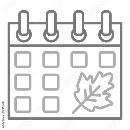 Autumn Calendar Greyscale Line Icon