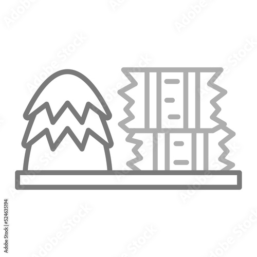 Hay Bale Greyscale Line Icon