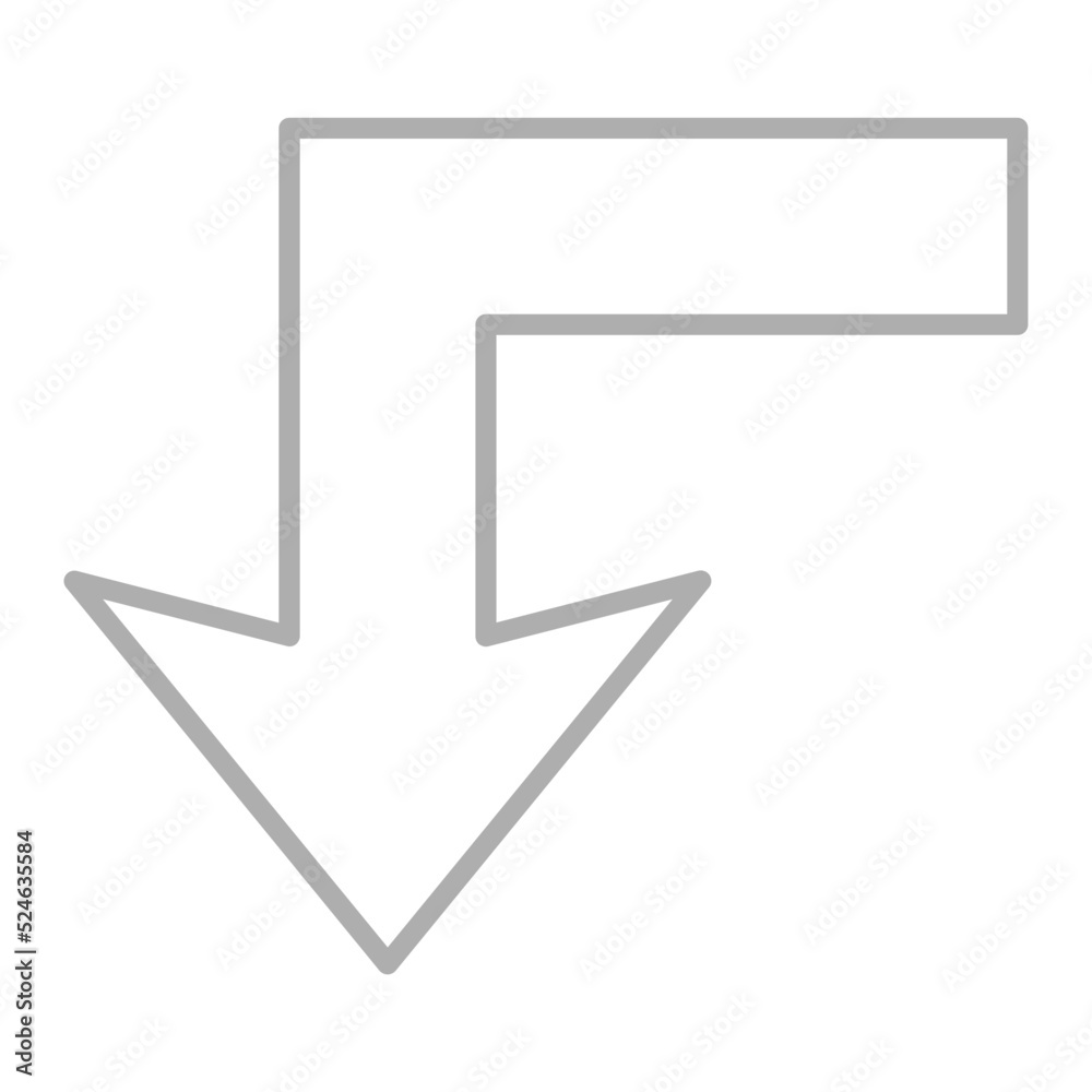 Turn Down Greyscale Line Icon Turn Down Greyscale Line Icon