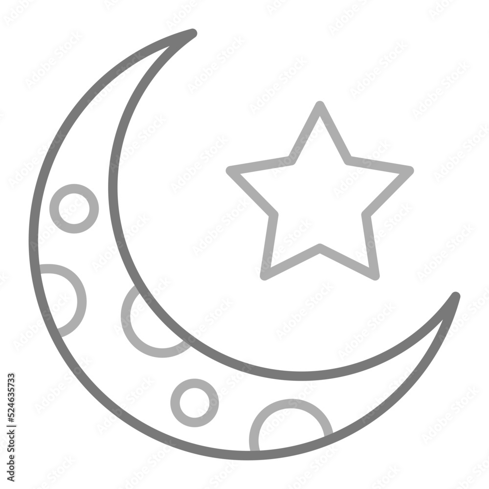 Crescent Moon Greyscale Line Icon Crescent Moon Greyscale Line Icon