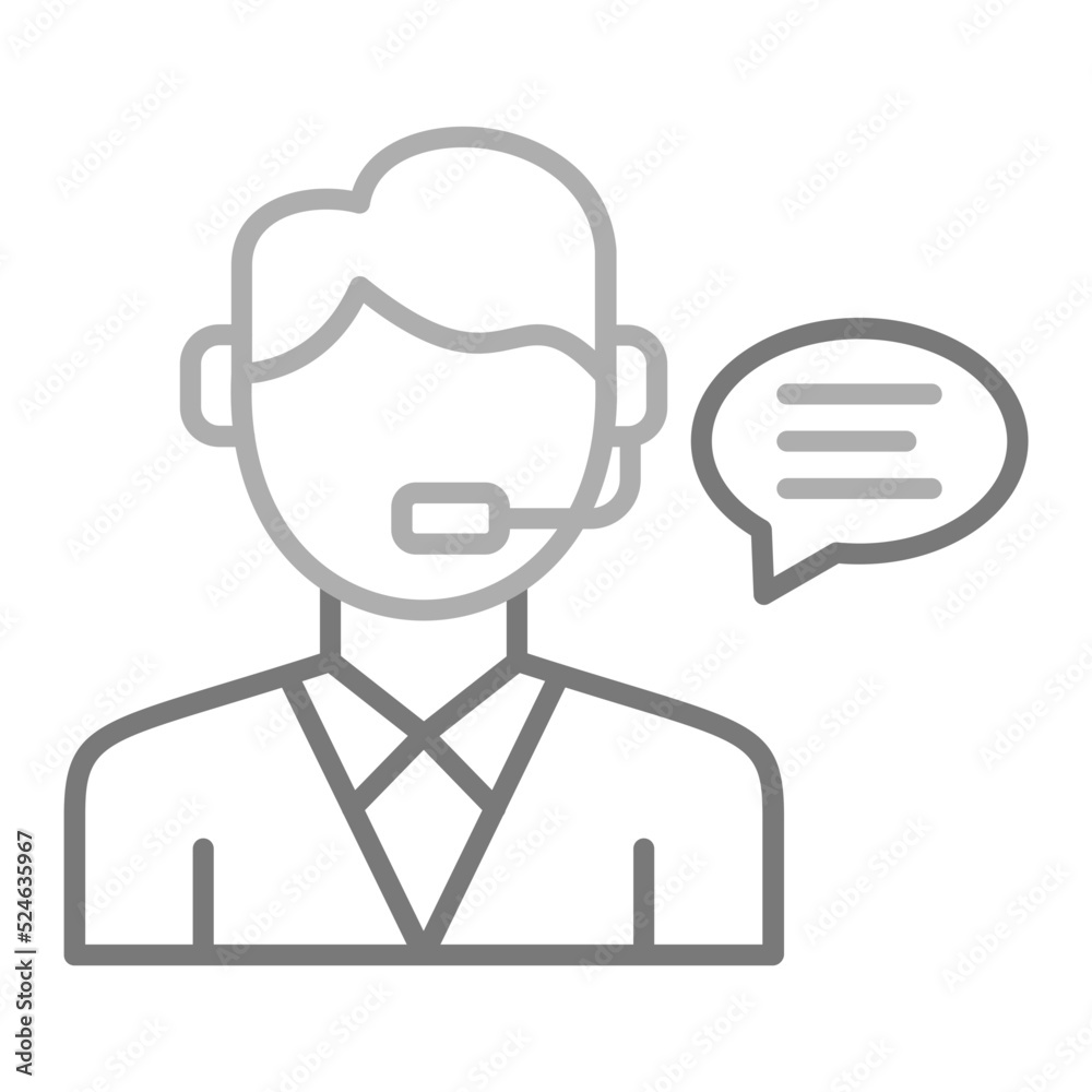Customer Service Greyscale Line Icon