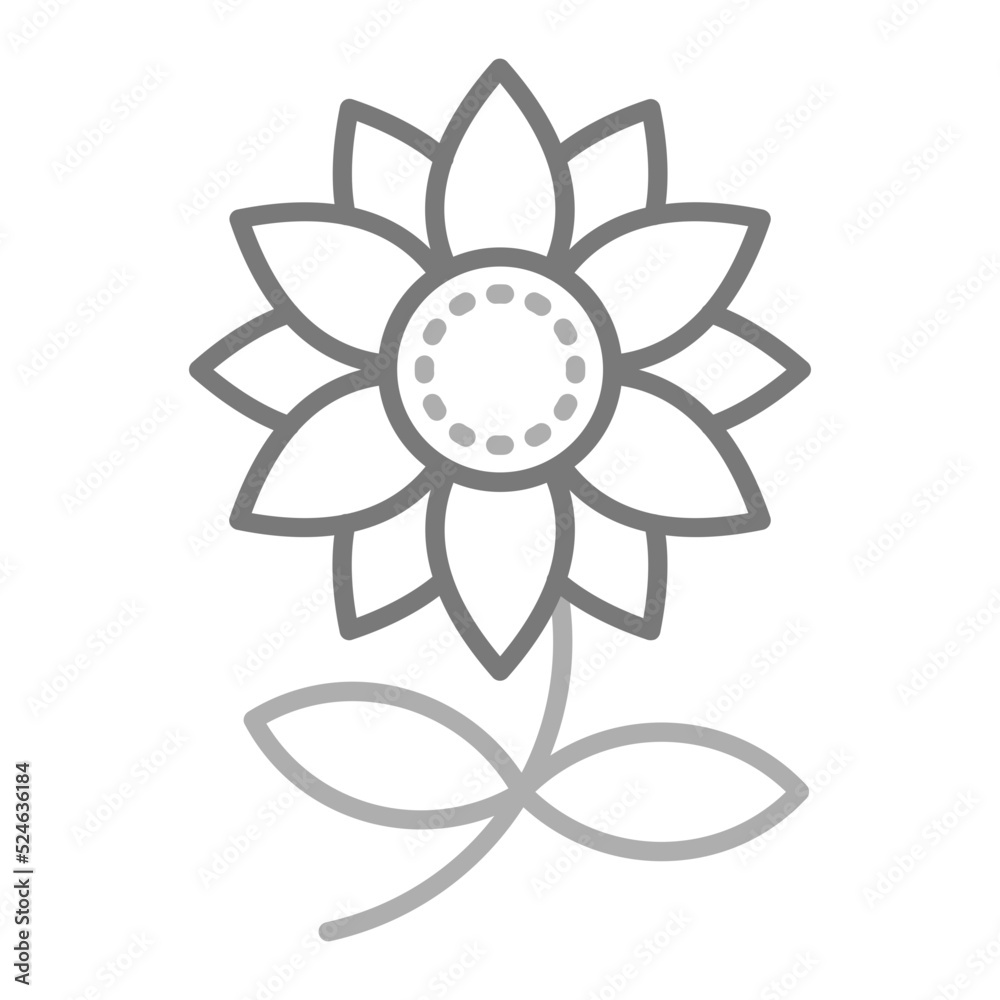 Sunflower Greyscale Line Icon