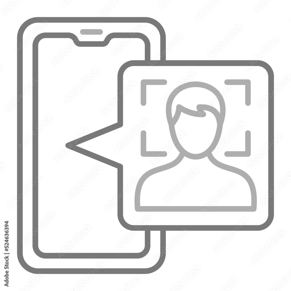 Face Scan Greyscale Line Icon Face Scan Greyscale Line Icon