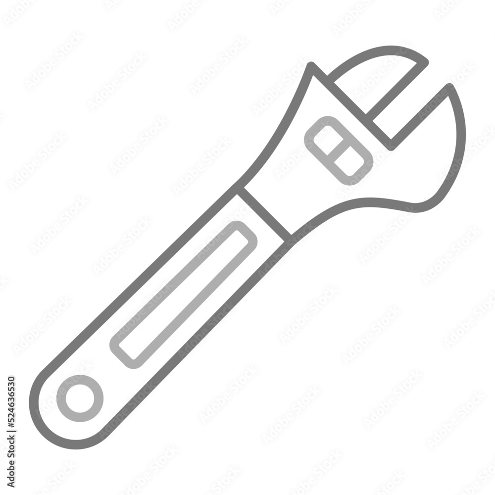 Wrench Greyscale Line Icon Wrench Greyscale Line Icon