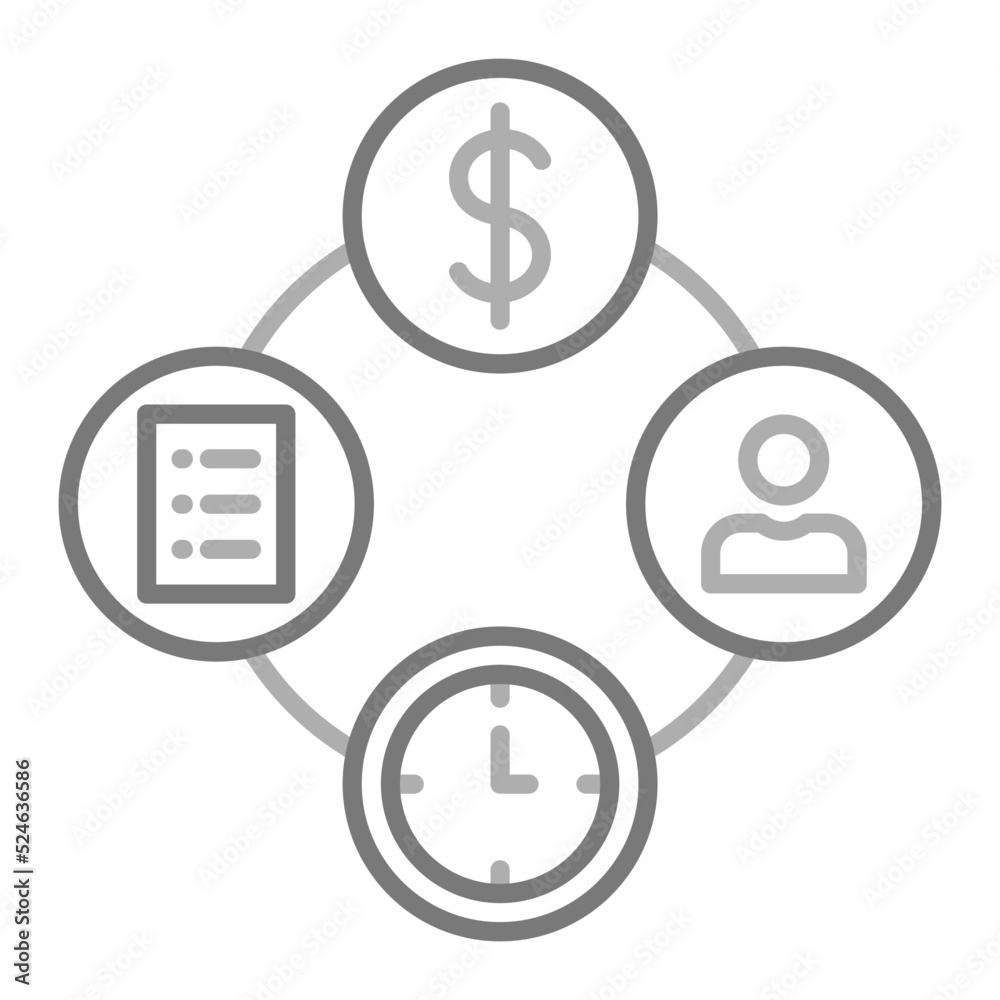 Time Management Greyscale Line Icon Time Management Greyscale Line Icon