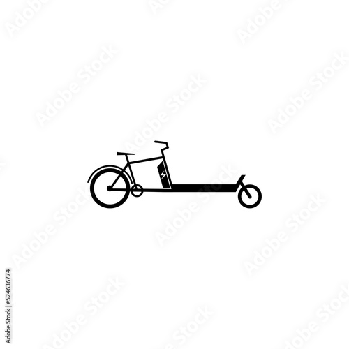 Electric cargo bike icon. Electro transport logo silhouette. Flat vector illustration