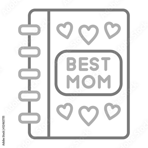 Photo Album Greyscale Line Icon
