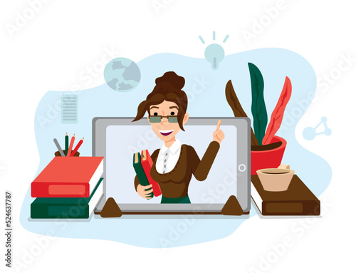 E-learning, online education at home, homeschooling, education concept of online learning. Laptop, smartphone, e-book devices and online courses.  Online Education Concept. 