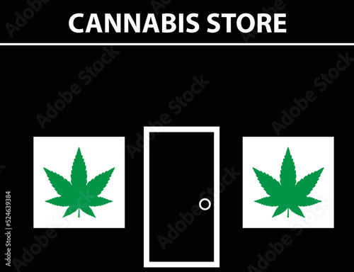 Cannabis store on white background. marijuana organic shop. flat style.