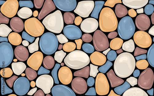 Seamless pebbles stones in pastel texture background material