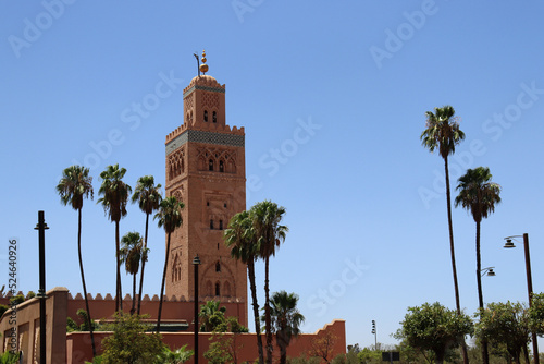 The Kutubiyya Mosque or Koutoubia Mosque, the largest mosque in Marrakesh (Morocco) photo