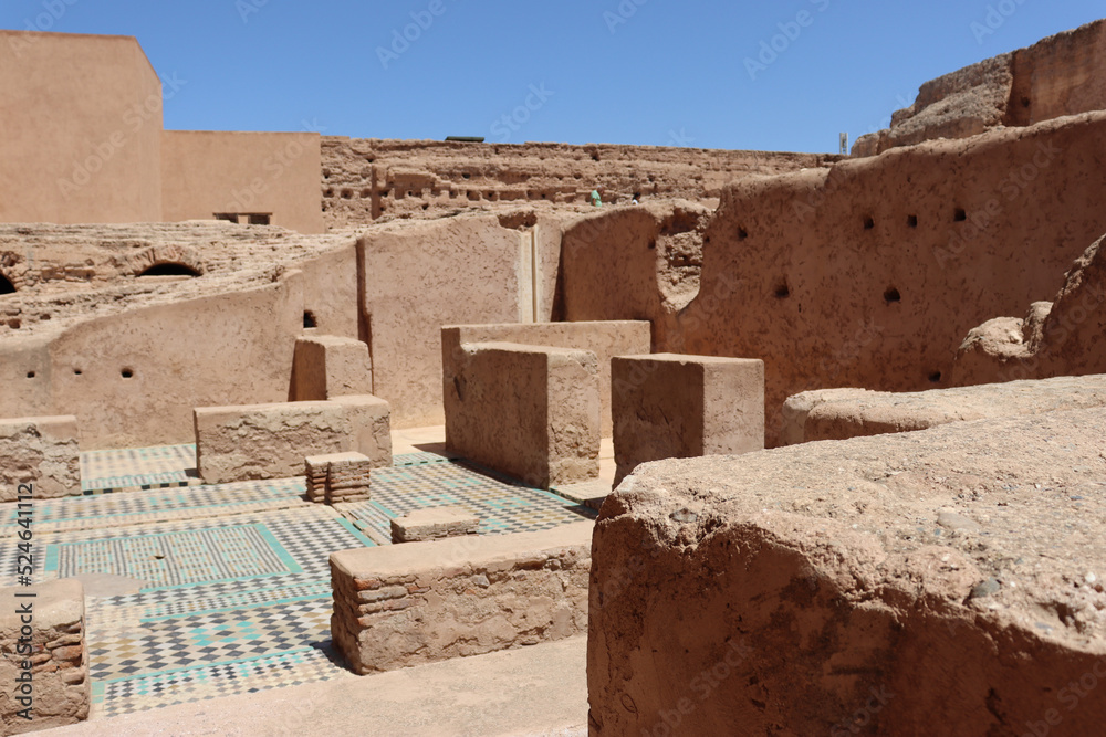 Ruins of El Badi Palace, famous monument of the city of Marrakesh (Morocco)