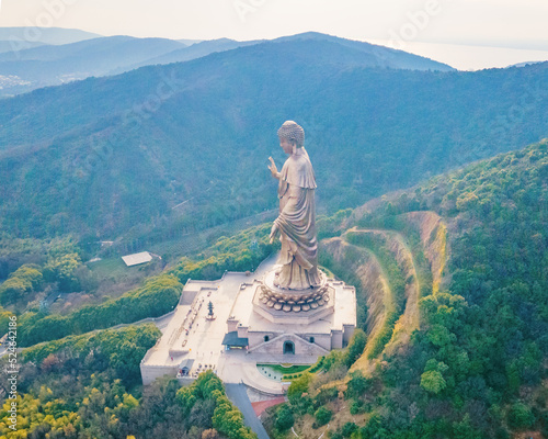 Aerial photography of Lingshan Giant Buddha Scenic Spot, Wuxi City, Jiangsu Province, China