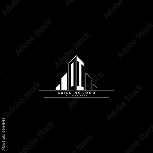 OI initial monogram logo for real estate with building style