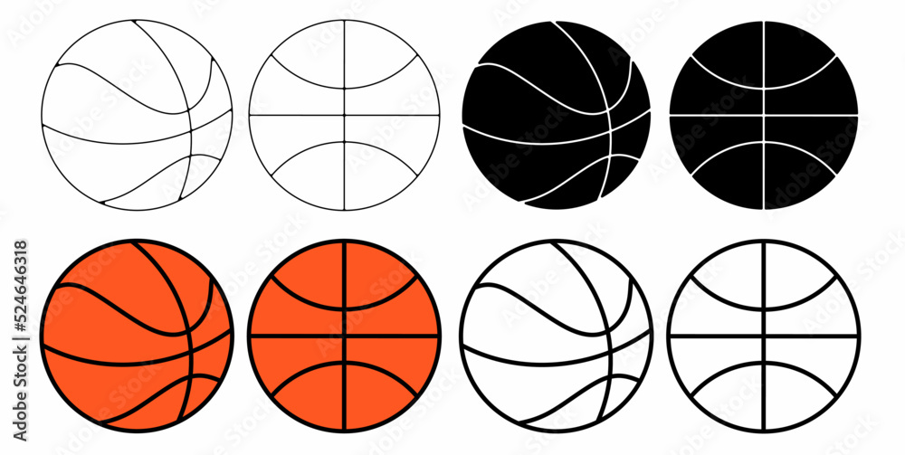 basketball icon set isolated on white background
