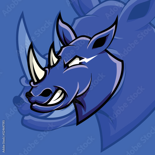 blue two-horned rhino esport logo