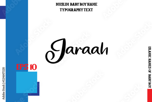 Text Typography of Baby Boy Arabic Name Jaraah photo