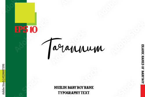 Cursive Text Typography of Baby Boy Arabic Name Tarannum photo