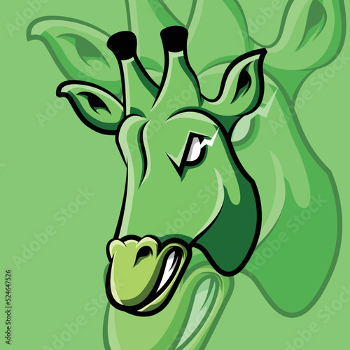 green giraffe head esports mascot logo eps 10