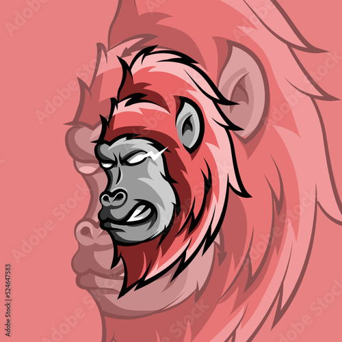red gorilla head mascot logo eps 10