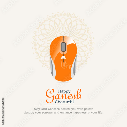 Illustration of Indian Religious Festival Ganesh Chaturthi mouse concept