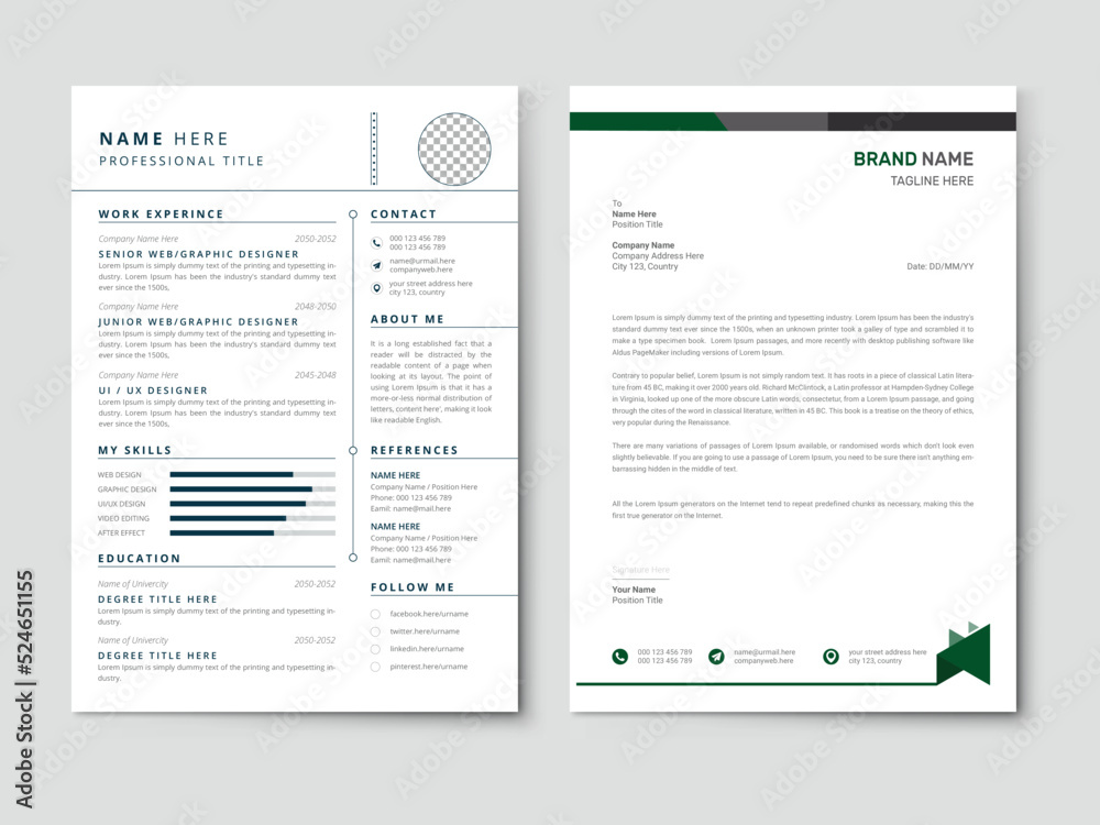 Clean Modern Resume and Cover Letter Layout Vector Template for Business Job Applications, Minimalist resume cv template Clean Modern Resume and Cover Letter Layout Vector Template for Business Job Applications, Minimalist resume cv template