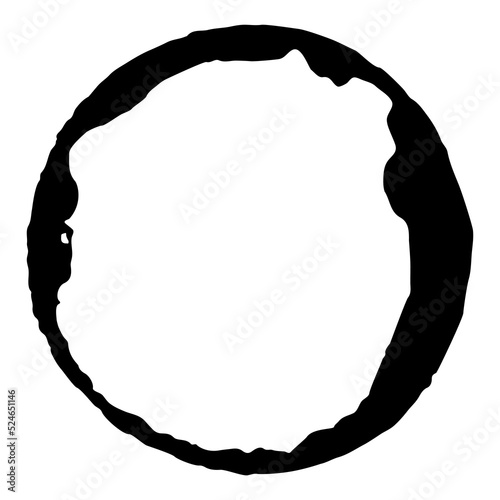 Black silhouette coffee ring stain isolated on white