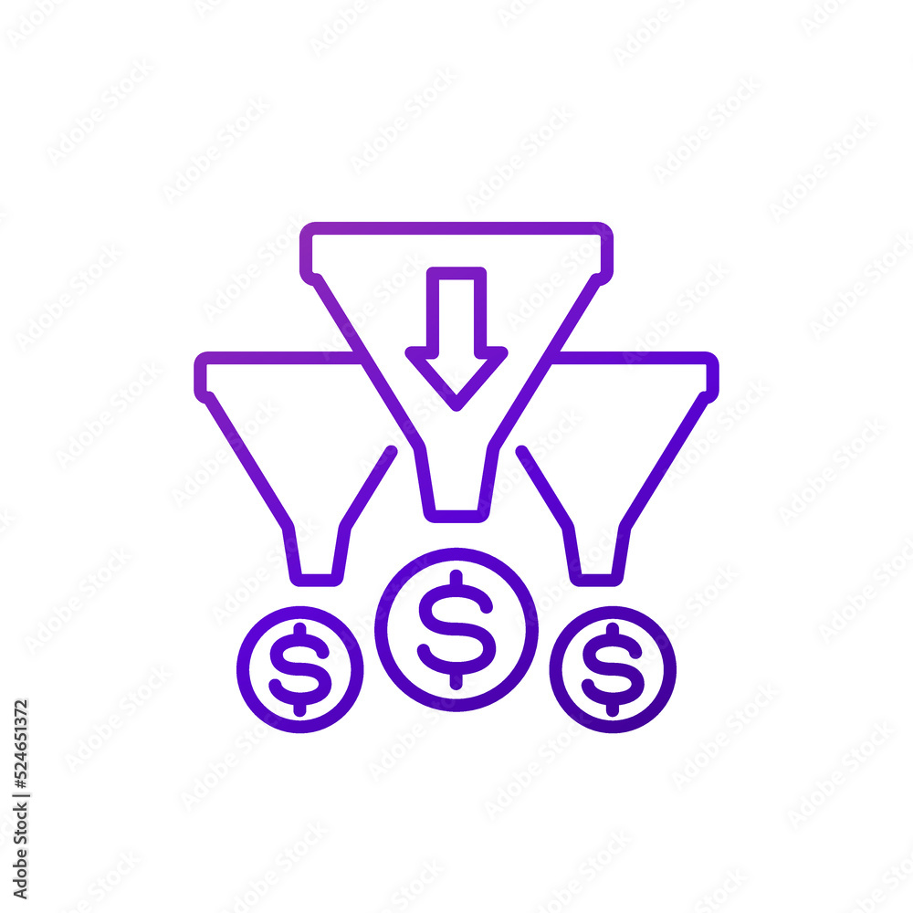 Sales funnels line icon, vector Sales funnels line icon, vector