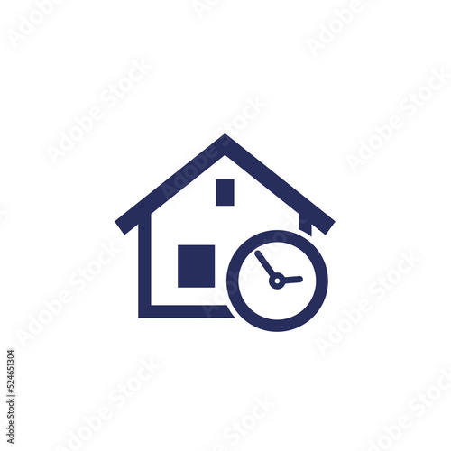 house and time icon with a clock, vector
