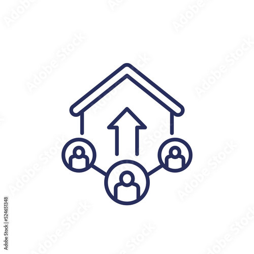 new tenants line icon with a house