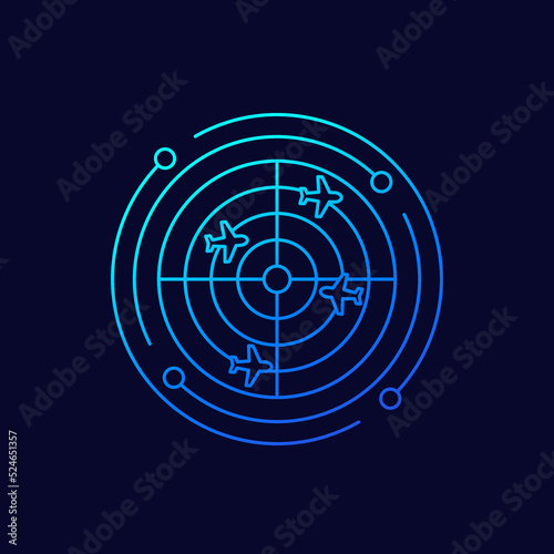 flight radar icon, linear design