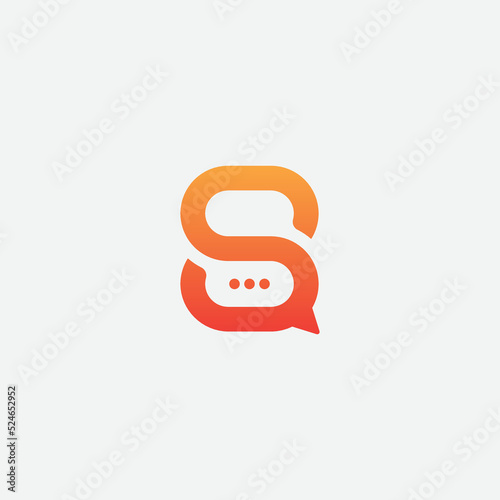 initial Letter S Chat Logo Template Vector Design.