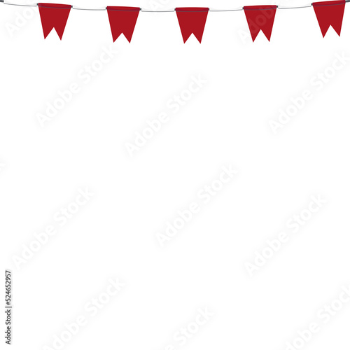 Red White Flag Hanging Banner Rope Burlap Bunting