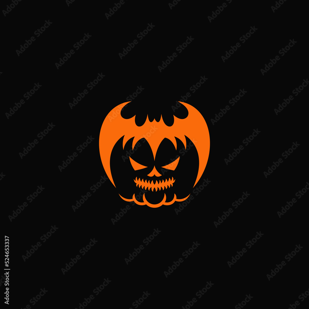Bat combination with pumpkin, negative space. Logo design. Bat combination with pumpkin, negative space. Logo design.