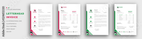 Professional invoice and letterhead design for the corporate office. letterhead, invoice design illustration. Simple and creative modern corporate clean design..	