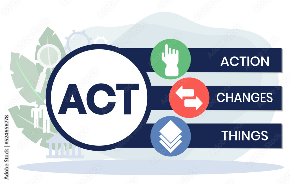 ACT - Action Changes Things acronym, business concept background ACT - Action Changes Things acronym, business concept background