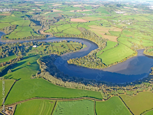 Aerial view of the River Dart in Devon 