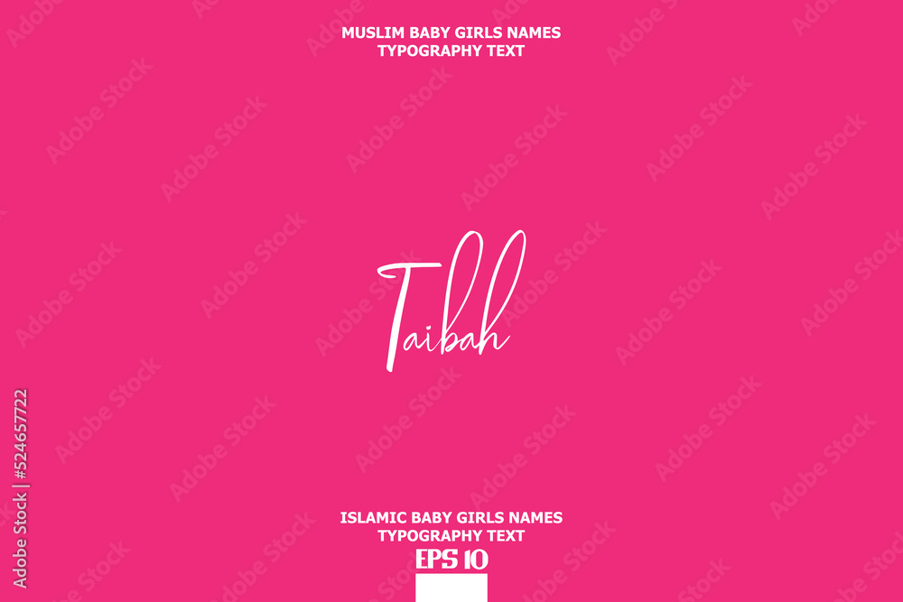Cursive Typography Text Girl Baby Arabic Name Taibah Cursive Typography Text Girl Baby Arabic Name Taibah