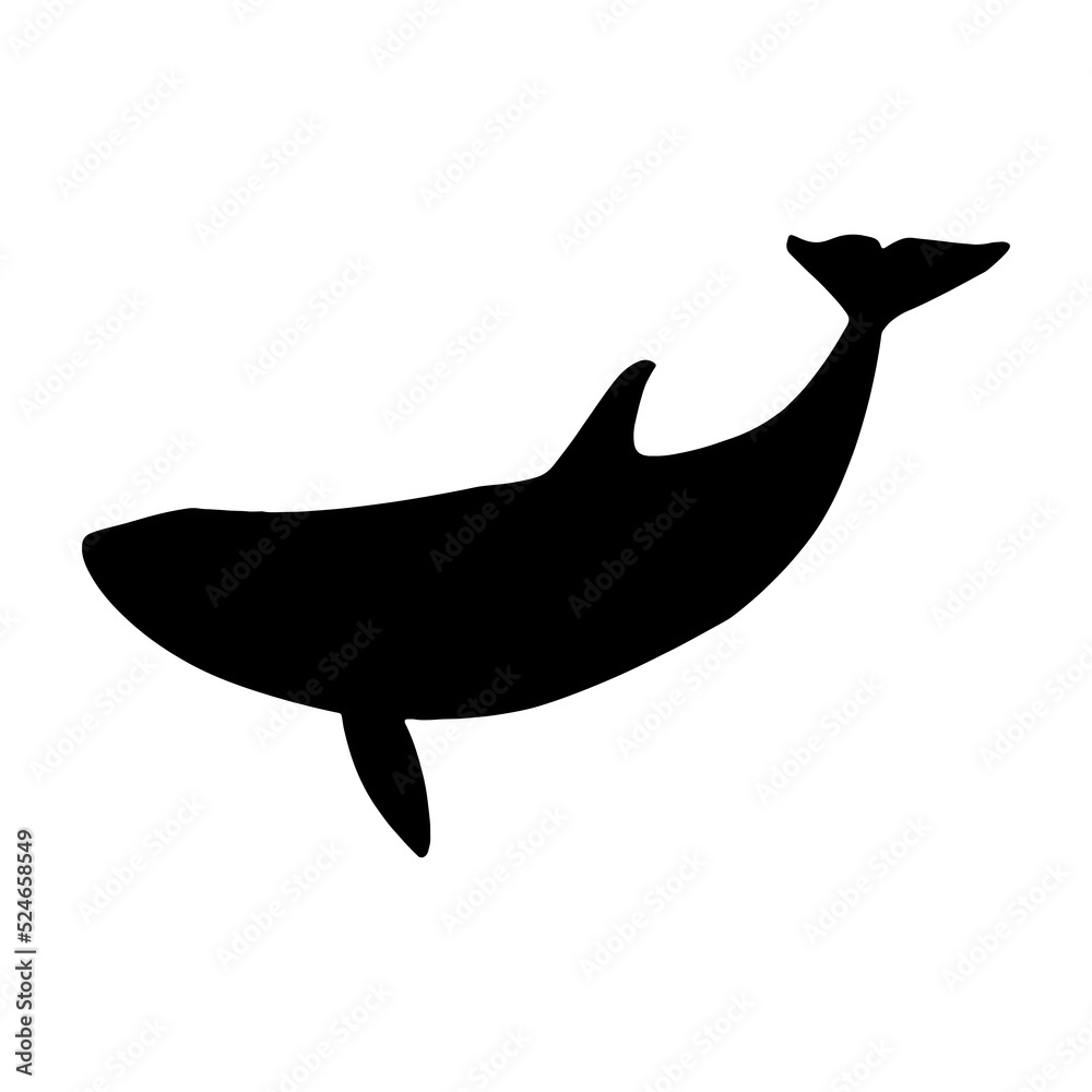 Vector whale black silhouette isolated on white Vector whale black silhouette isolated on white