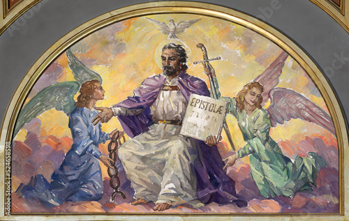 VALENCIA, SPAIN - FEBRUARY 17, 2022: The painting St. Paul the Apostle in chu...