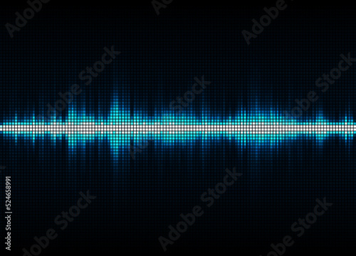 Sound waves oscillating glow light  Abstract technology background